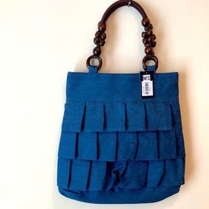 NWT Ruffle Purse  with rope wooden handle